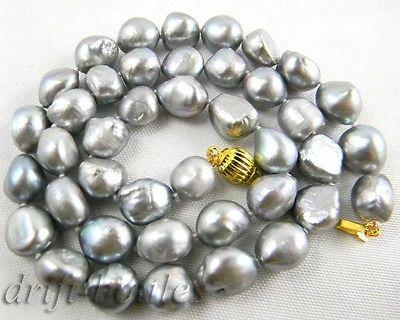 18'' 11mm gray baroque freshwater pearl necklace