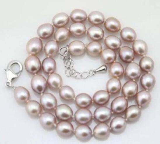 gorgeous 9-10mm south sea baroque lavender pearl necklace 18inch 925s