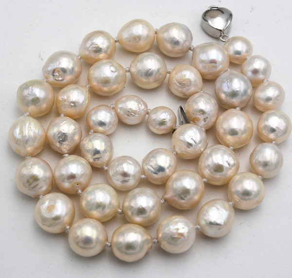 BAROQUE LUSTER AAA 11-12 MM NATURAL SOUTH SEA WHITE PEARL NECKLACE 18 AA