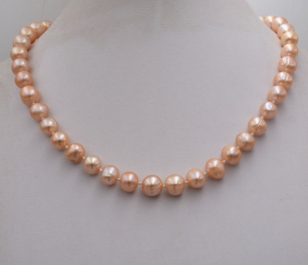 New Natural pink 9-10mm akoya freshwater pearl necklace 18