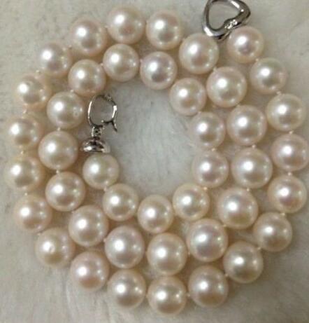 AAA Popular 9-10mm natural south sea round white pearl necklace 18inch