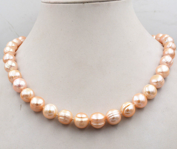 Elegant Natural pink 10-11mm akoya freshwater pearl necklace 18