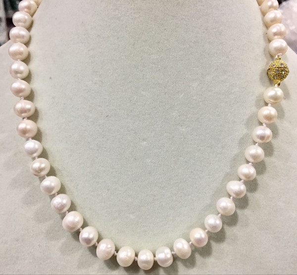 Genuine Natural 10-11MM white Akoya Freshwater Pearl Necklace 18