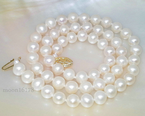 AAA Grade White 7mm Akoya Genuine Cultured Pearl Necklace 17