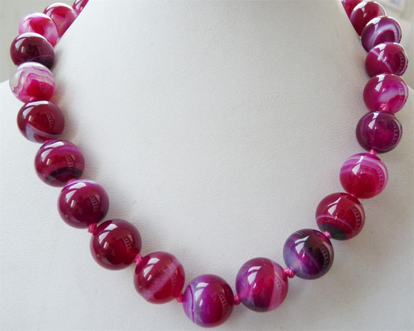 Natural 8mm round Natural Striped agate gemstone necklace 18 '' AAA++