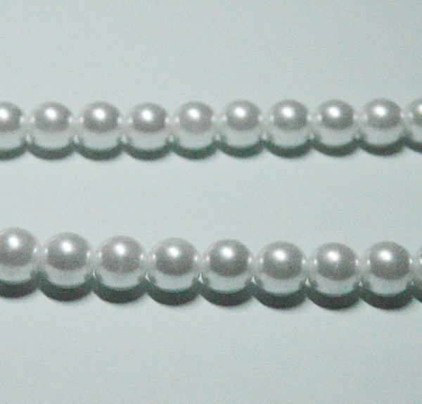 8mm White Shell Pearl Round Beads Imitation Pearls Loose Beads 16 inches