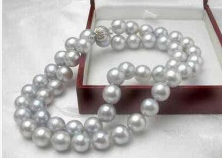 Gray 8MM Akoya Cultured Shell Pearl Necklace 18'' AAA k1257