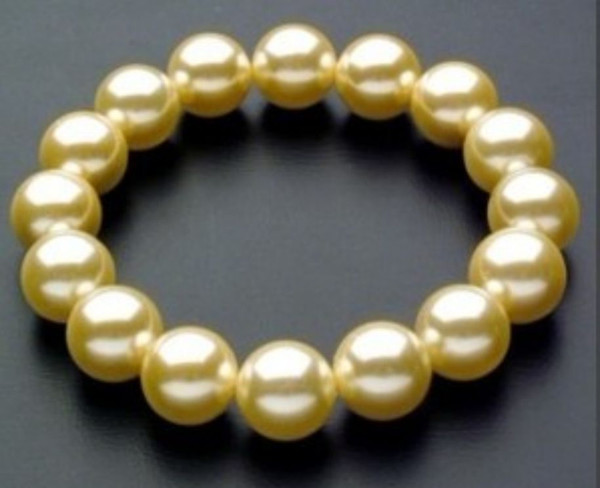 AAA Wonderful South 10mm Yellow Sea Shell Pearl Bracelet 7.5