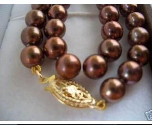 AAA++ BEAUTIFUL BROWN COFFEE AKOYA 8MM SHELL PEARL NECKLACE 18