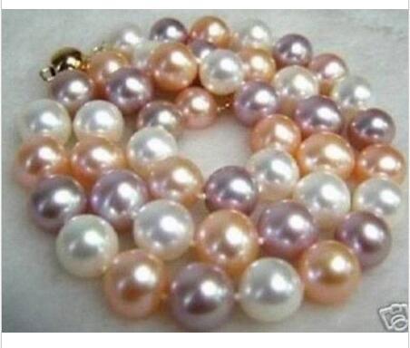 100% Real 8mm multicolor south sea shell pearl necklace 18