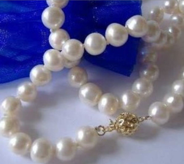 8-9MM AA+ White Freshwater Cultured Pearl Necklace 18