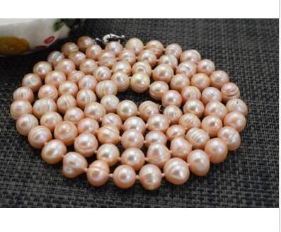 Charming Natural 9-10mm Pink Thread Freshwater Pearl Necklace 36