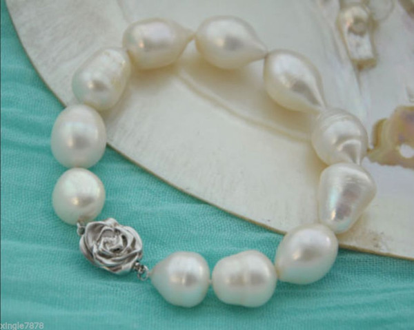 12-14mm drip white freshwater pearl bracelet 7.5''