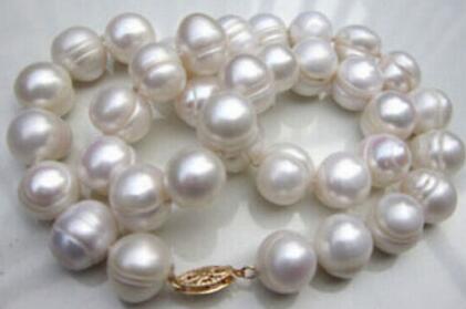 HUGE natural AAA+ 10-11MM South Sea White Baroque Pearl Necklace 18