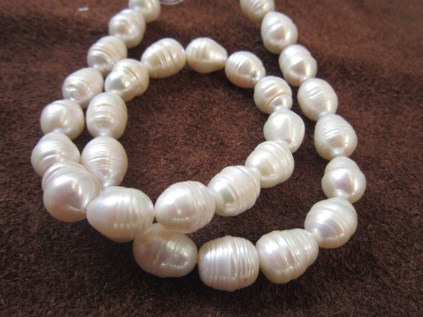 perfect 10-11mm AAA+ Akoya white baroque pearl necklace 14KT 18