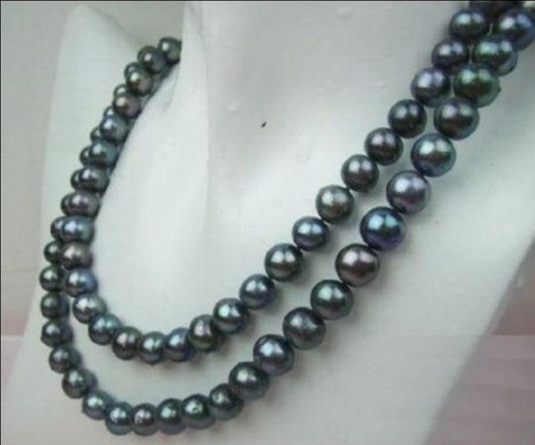 Natural AA+ 8-9MM TAHITIAN BLACK PEARL NECKLACE 36