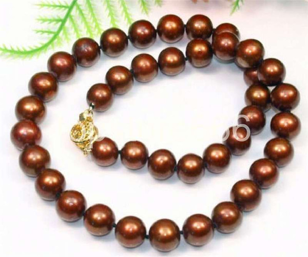 10-11mm Natural coffee cultured Freshwater Pearl Necklace 18