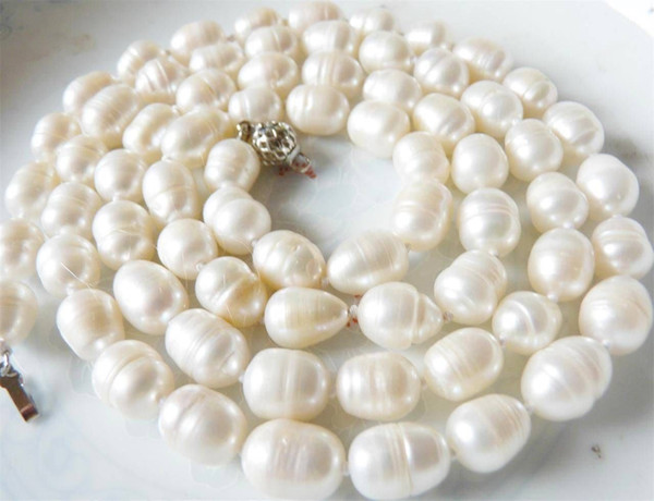 New Gorgeous 10-11mm irregular white Akoya pearl necklace 34