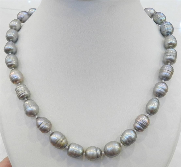 10-11MM SILVER COLOR NATURAL TAHITIAN PEARL NECKLACE 18