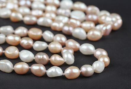 New8-9mm Pink, White and Purple Baroque Natural Freshwater Pearl Necklace 50