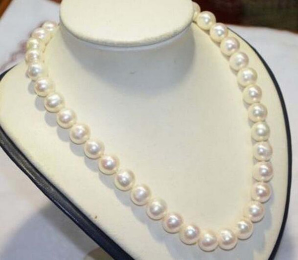 Beautiful Charming Natural 10-11mm south sea white pearl necklace 20inch 14k