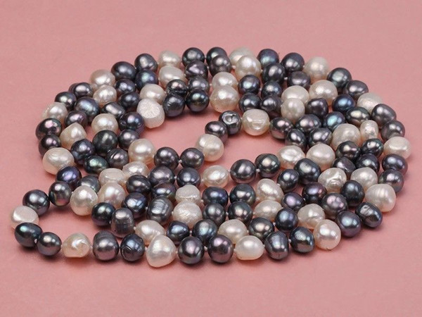 7-8/8-9mm Multi-color Natural Cultured Freshwater Pearl Long Necklace 24-50''