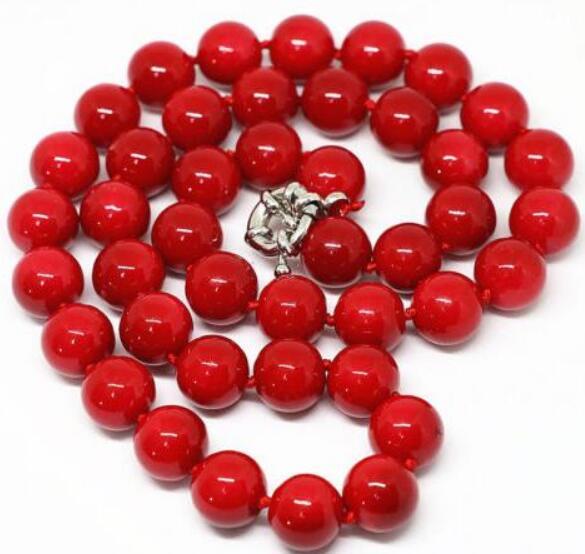 FREE SHIPPING New fashion red coral 8mm beads stone necklace 17inch