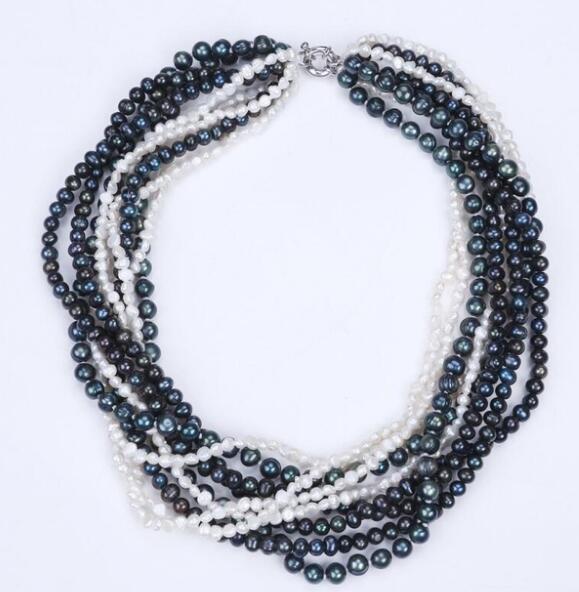 FREE SHIPPING+Fashion jewelry, natural freshwater pearl necklace, multilayer winding