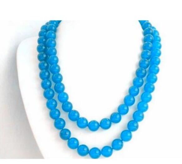 FREE SHIPPING + Natural 6mm Round Blue stone Beads Neck Laces 32