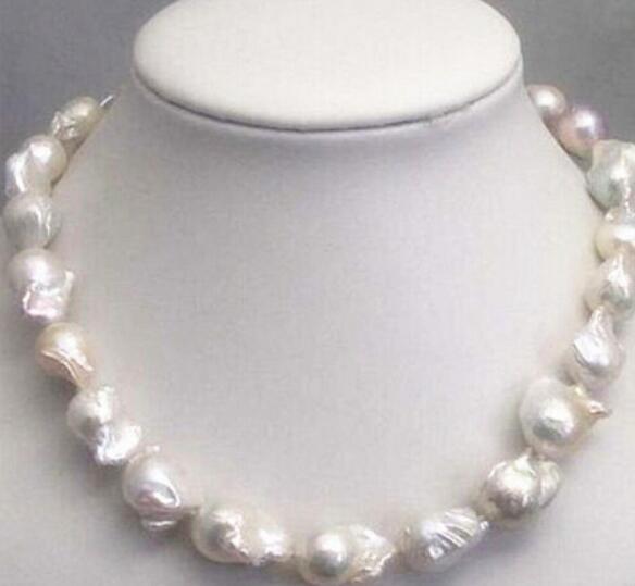 FREE SHIPPING ++Rare Huge WHITE SOUTH SEA BAROQUE KESHI AKOYA PEARL NECKLACE 18