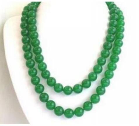 FREE SHIPPING + Charming! 10mm green stone Necklace 32