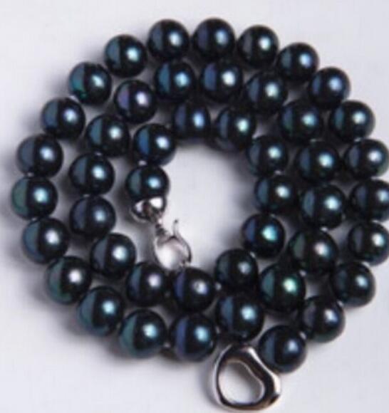 FREE SHIPPING 10-11mm natural south sea black pearl