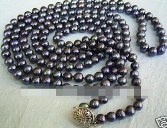 FREE SHIPPING+ 7-8mm FW black pearl necklace