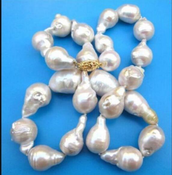 FREE SHIPPING ++-Lvery good south sea white baroque pearl necklace