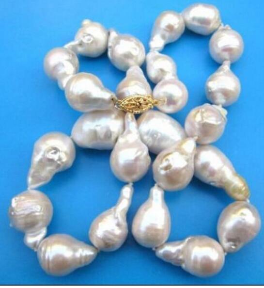 FREE SHIPPING+very good south sea white baroque pearl necklace