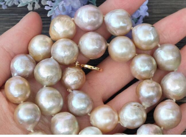 FREE SHIPPING 10MM natural Purple Edison Nucleated Flameball Baroque Pearl Necklace