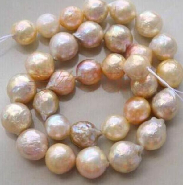 FREE SHIPPING 12-13mm natural south seas kasumi pink purple pearl necklace