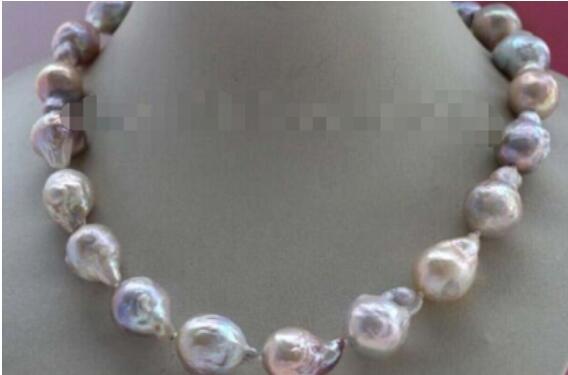 FREE SHIPPING Natural ticolor Baroque Edison Reborn Keshi Pearl necklace