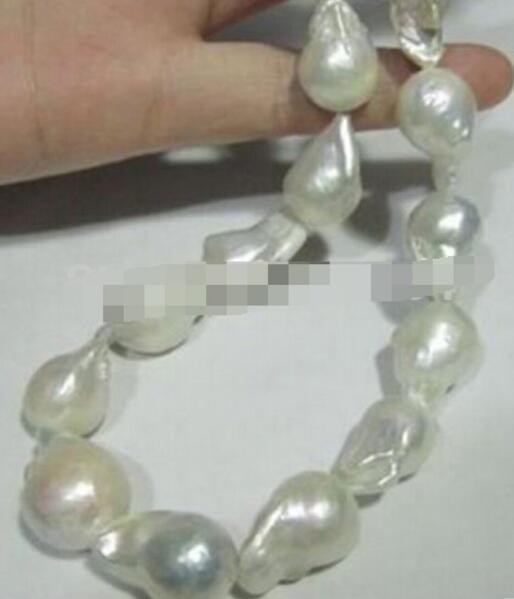 FREE SHIPPING ++ LARGE JEWELRY SOUTH SEA BAROQUE WHITE PEARL NECKLACE 18