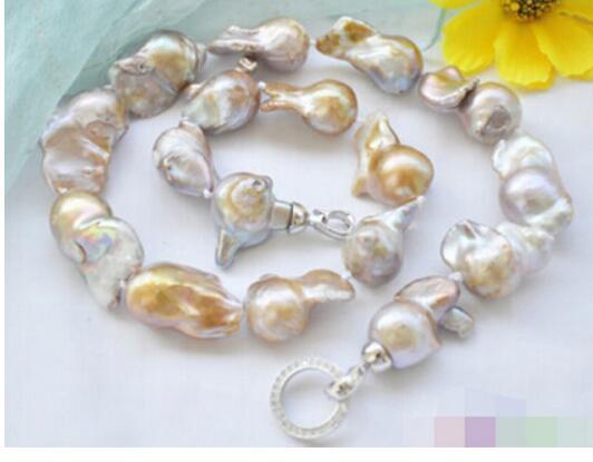 FREE SHIPPING + GOLDEN & LAVENDER BAROQUE KESHI REBORN PEARL NECKLACE