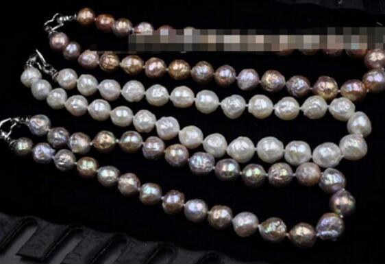 FREE SHIPPING GORGEOUS Big Mix Rainbow purple Kasumi pearl necklace