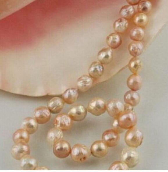 FREE SHIPPING+ + +very beautiful 11-12mm south gold pink kasumi pearl necklace 18 inch