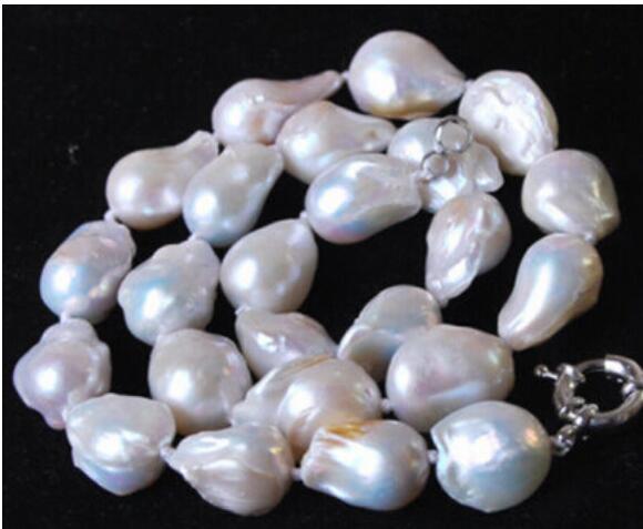 FREE SHIPPING 14x18mm Genuine White Akoya Baroque Pearl Necklace 18