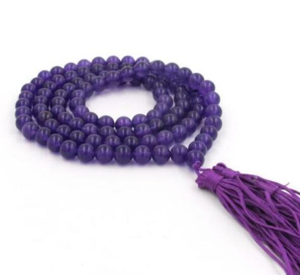 FREE SHIPPING + new 108 Purple Beads Tibet Buddhist Prayer Mala Necklace