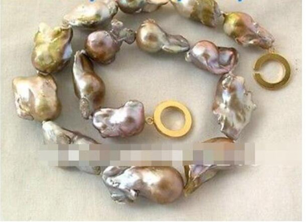 FREE SHIPPING + Large Rainbow Keshi KEISHI Baroque Pearl Necklace