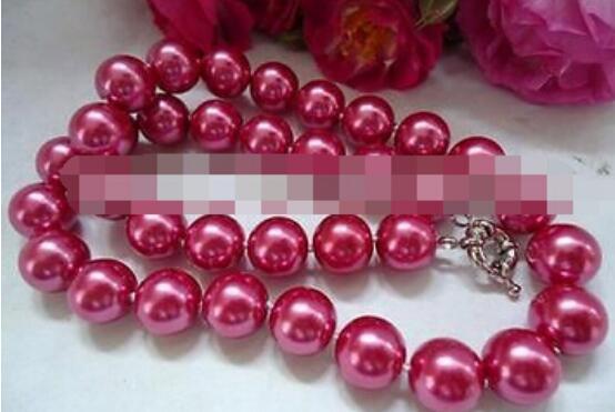 FREE SHIPPING 10mm Rose Sea Shell Pearl Necklace