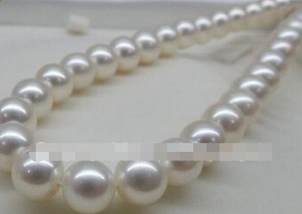 FREE SHIPPING 11-12MM PERFECT ROUND SOUTH SEA GENUINE WHITE PEARL NECKLACE 18