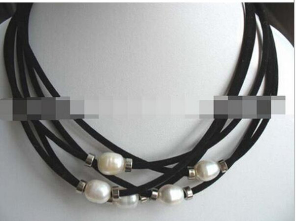 FREE SHIPPING 5 strands 10*12mm egg white freshwater pearl necklace