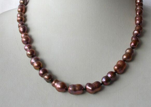 FREE SHIPPING > stunning big 14mm baroque coffee freshwater cultured pearl necklace