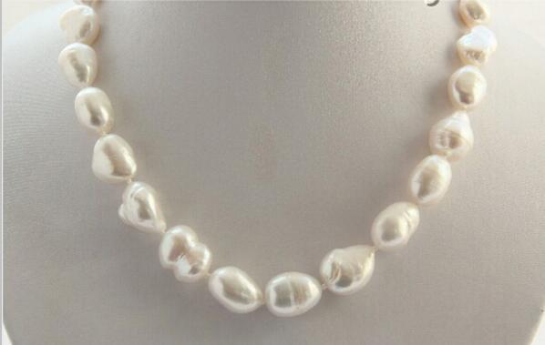 FREE SHIPPING Nstunning big baroque white freshwater cultured pearl necklace